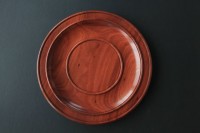 Jarrah Bowl - 
	A shallow bowl in Jarrah. A piece with interesting grain. Beads inclu